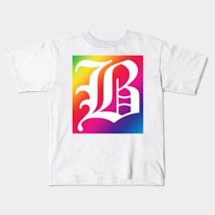 Rainbow White Letter B Kids T-Shirt